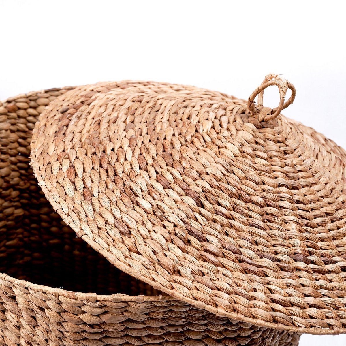 Laundry Basket with Lid GARUT made from Water Hyacinth (3 sizes) - LUXONAS HOME