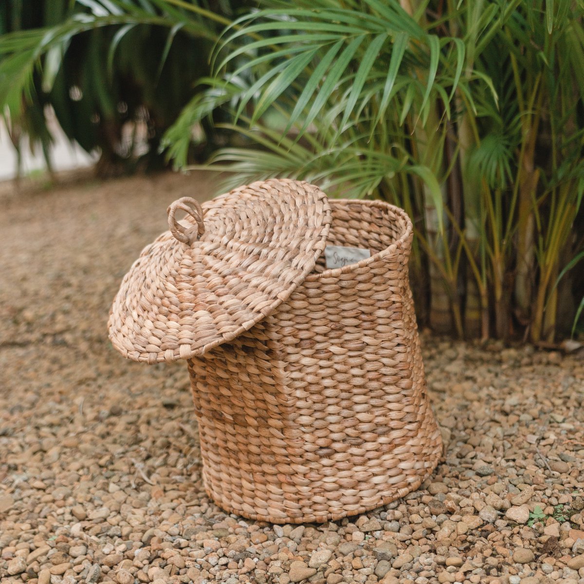 Laundry Basket with Lid GARUT made from Water Hyacinth (3 sizes) - LUXONAS HOME