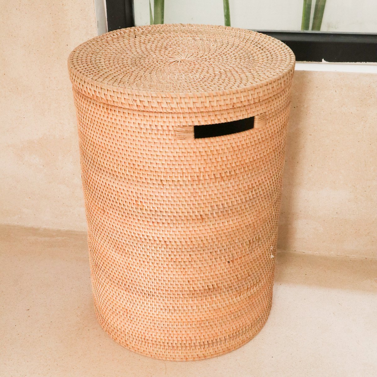 Laundry Basket with Lid Storage Basket made from Rattan SARI (2 sizes) - LUXONAS HOME