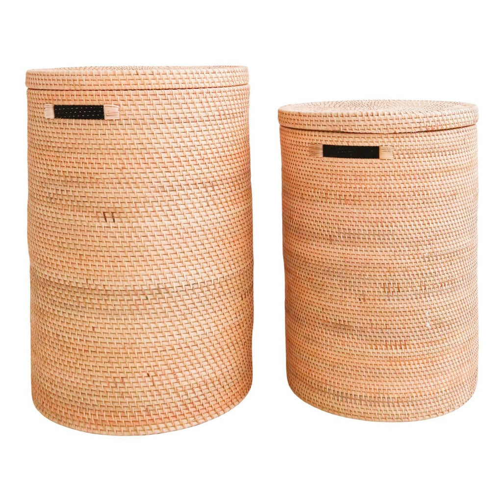 Laundry Basket with Lid Storage Basket made from Rattan SARI (2 sizes) - LUXONAS HOME
