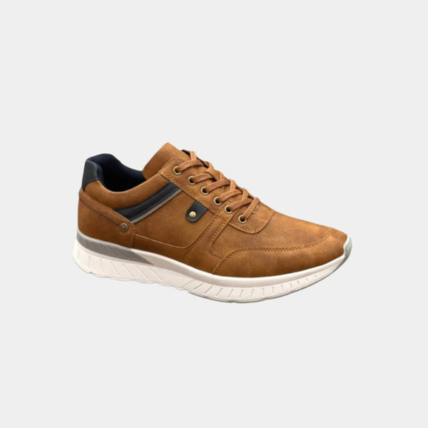 Leather Camel Sneakers - Low Top Casual Comfortable Shoes