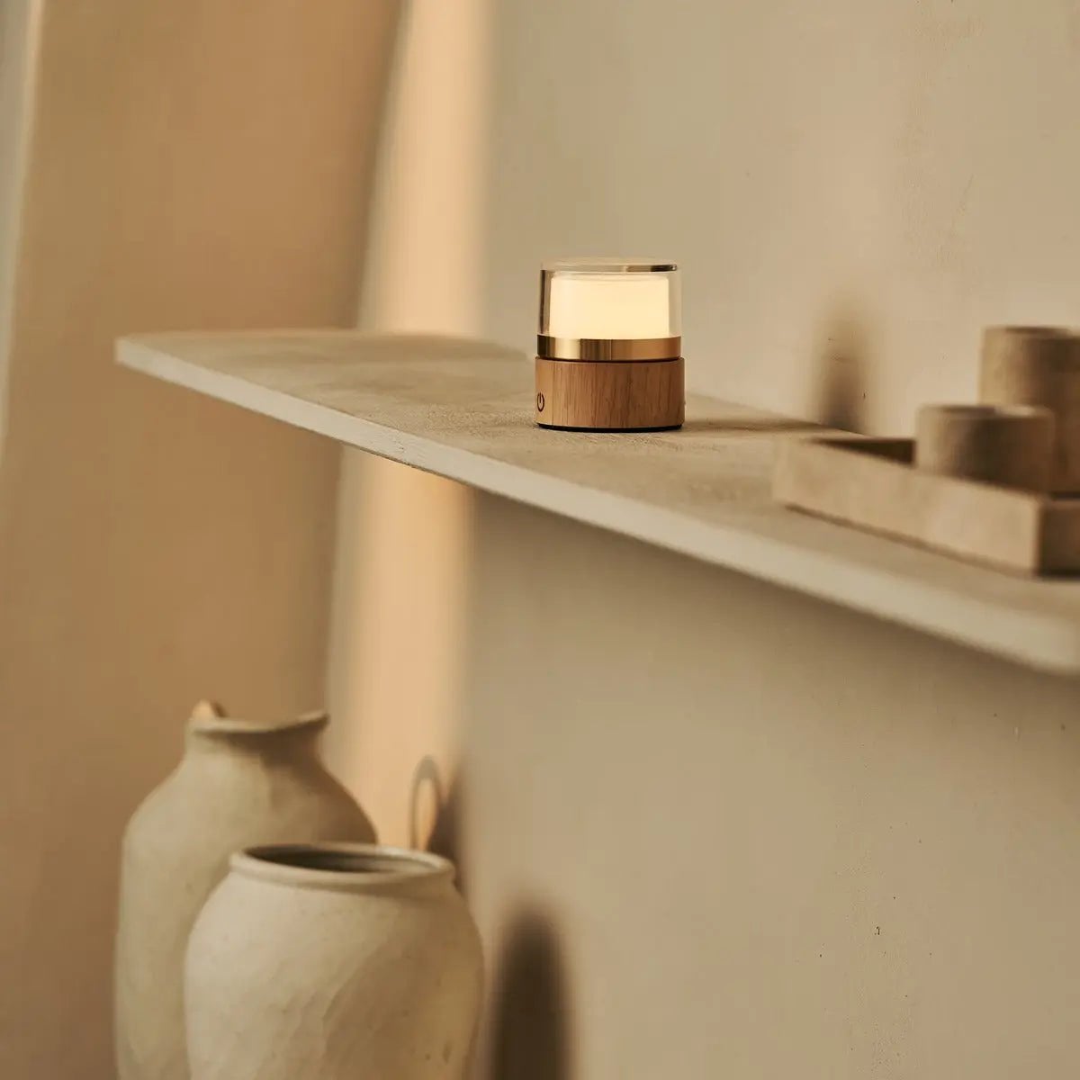 Leo Light Brown Wireless Rechargeable Lamp | Compact, Dimmable & USB Rechargeable - LUXONAS HOME