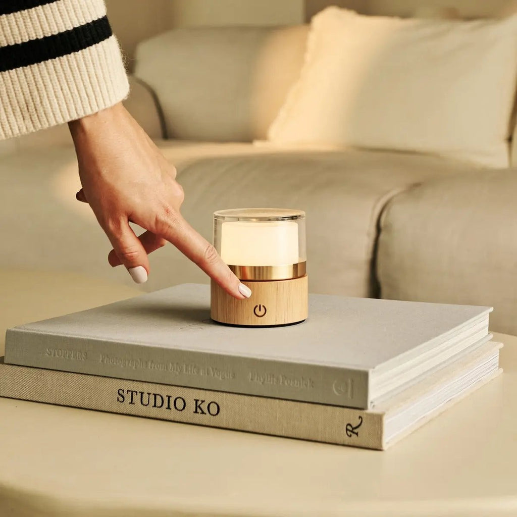 Leo Light Brown Wireless Rechargeable Lamp | Compact, Dimmable & USB Rechargeable - LUXONAS HOME