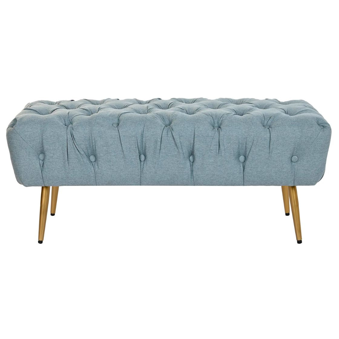 Light Blue Ployester Bench w/Gold Legs - LUXONAS