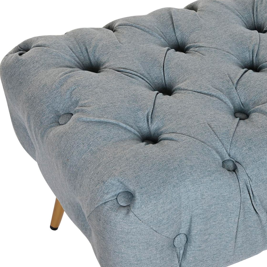 Light Blue Ployester Bench w/Gold Legs - LUXONAS