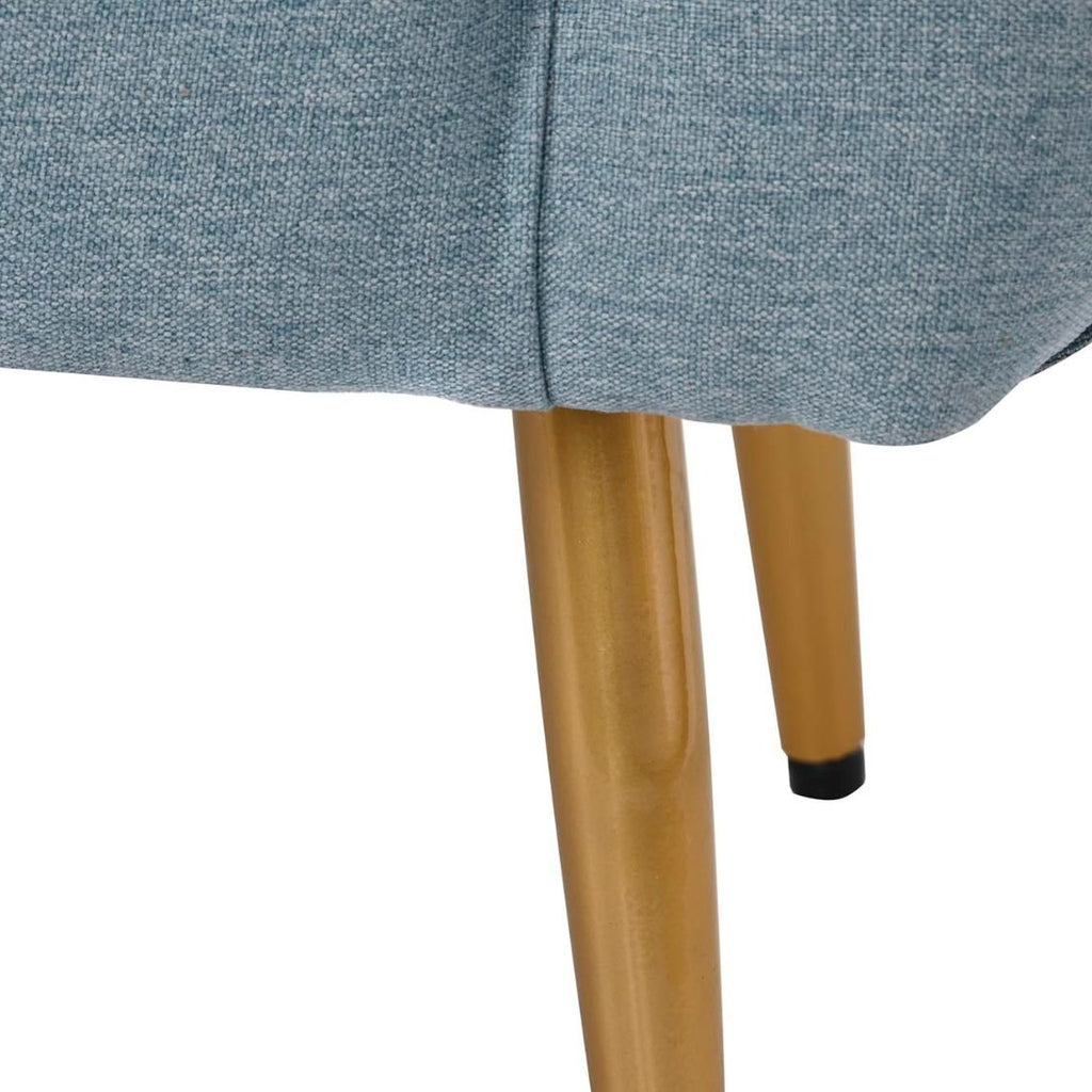 Light Blue Ployester Bench w/Gold Legs - LUXONAS