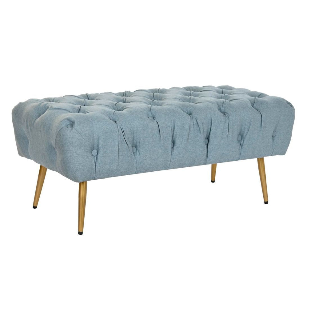Light Blue Polyester Bench with Gold Legs