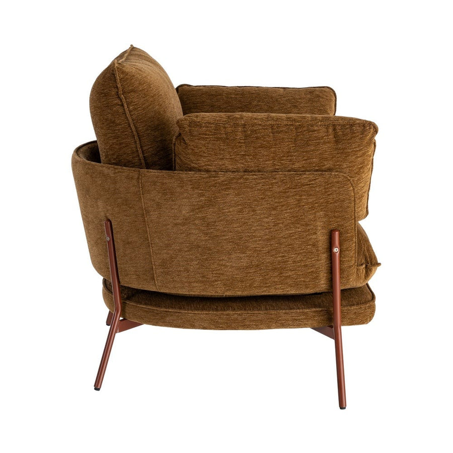 Light Brown Fabric and Metal Armchair