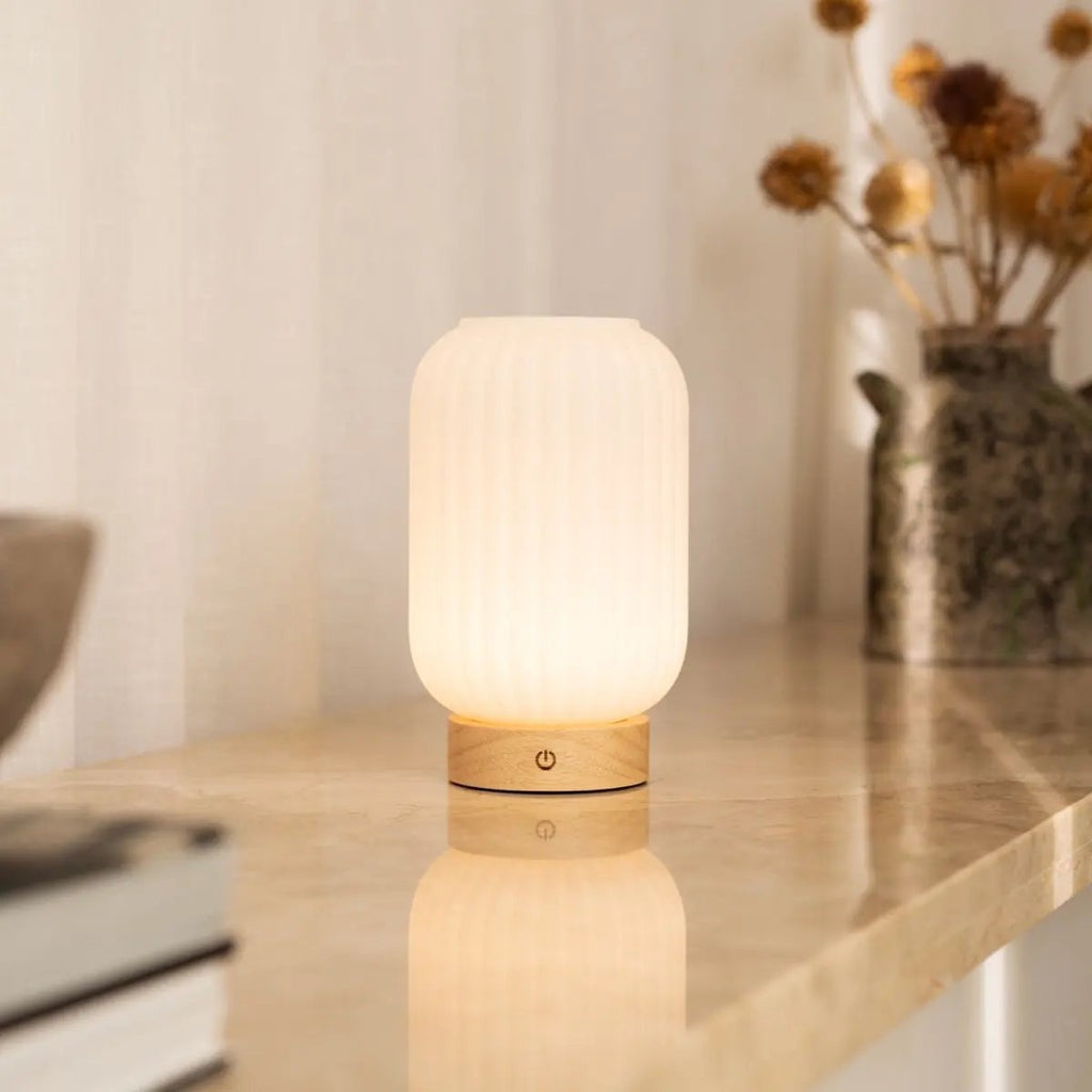 Lilly Light Brown Unique Rechargeable Lamp | 3 Light Modes, Dimmable & 100 - Hour Battery - LUXONAS HOME