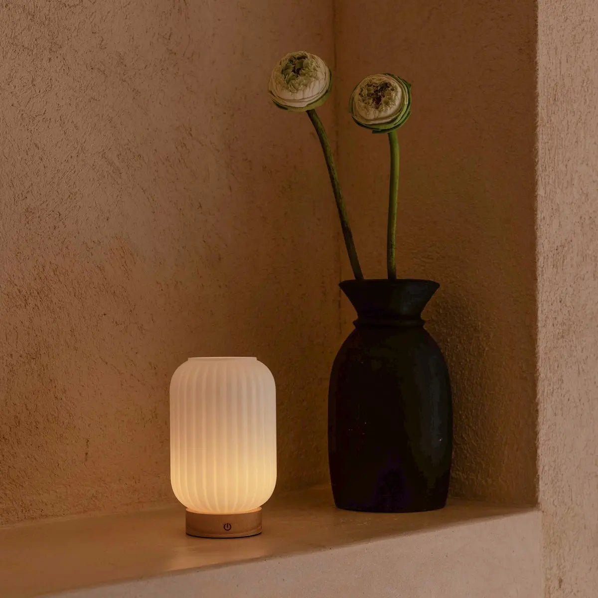 Lilly Light Brown Unique Rechargeable Lamp | 3 Light Modes, Dimmable & 100 - Hour Battery - LUXONAS HOME