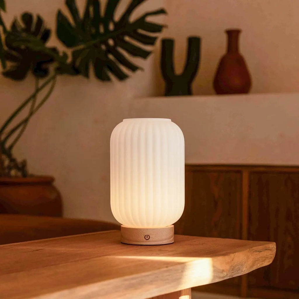 Lilly Light Brown Unique Rechargeable Lamp | 3 Light Modes, Dimmable & 100 - Hour Battery - LUXONAS HOME