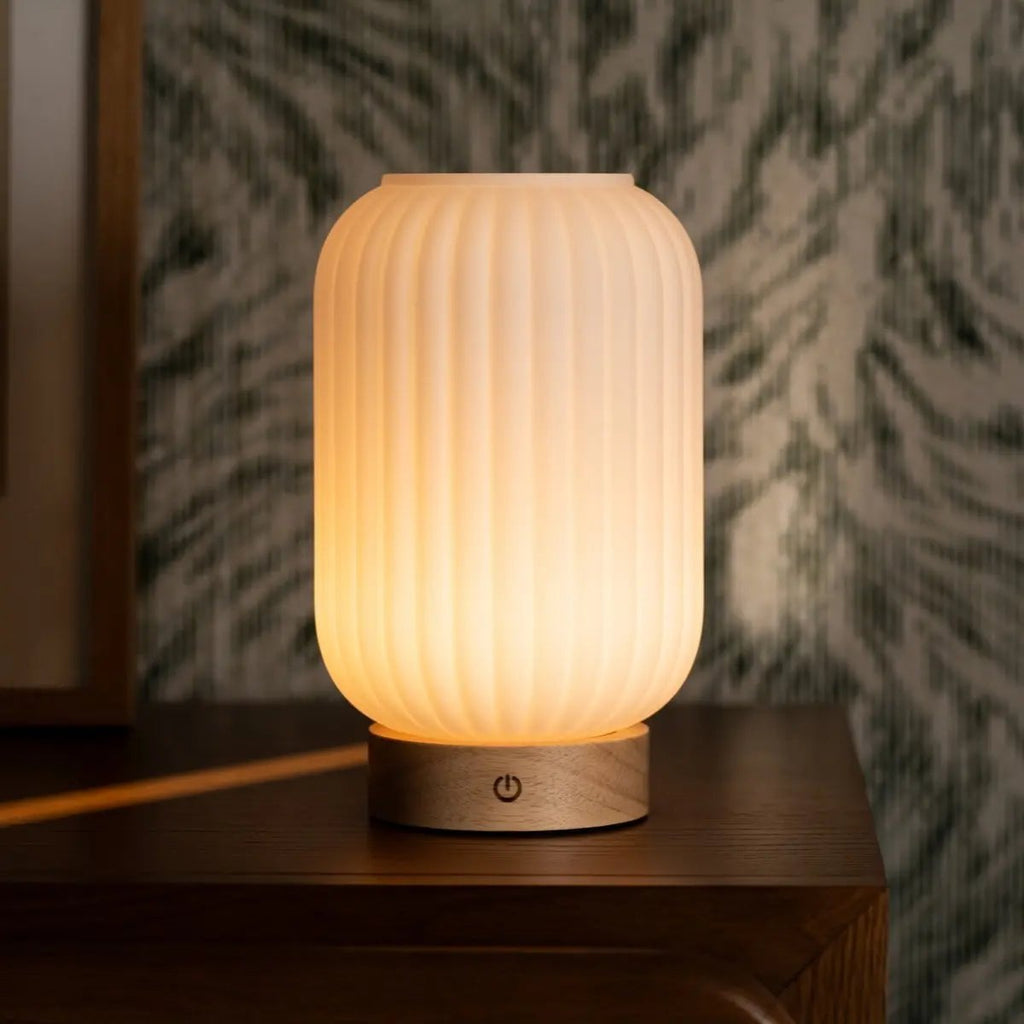 Lilly Light Brown Unique Rechargeable Lamp | 3 Light Modes, Dimmable & 100 - Hour Battery - LUXONAS HOME