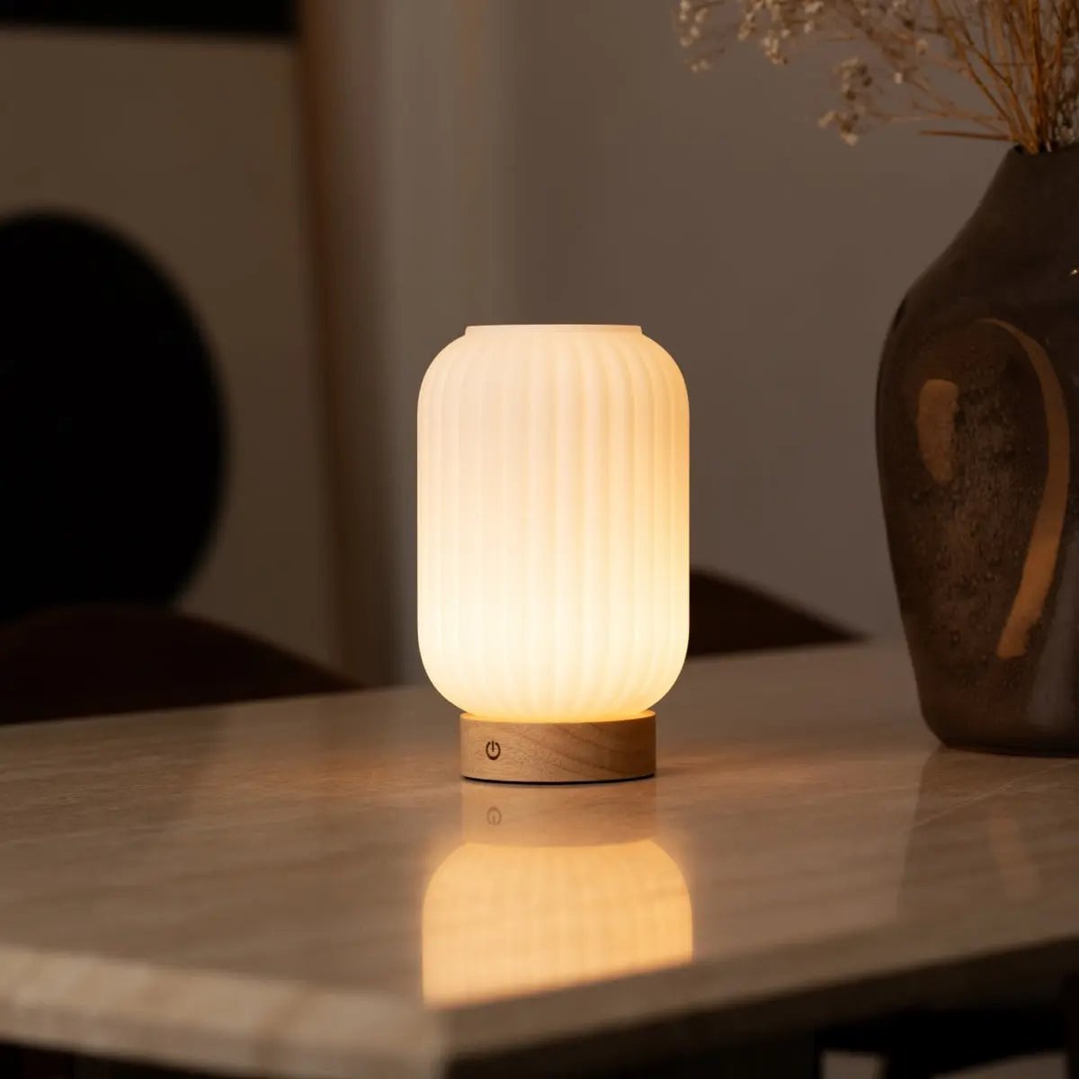Lilly Light Brown Unique Rechargeable Lamp | 3 Light Modes, Dimmable & 100 - Hour Battery - LUXONAS HOME