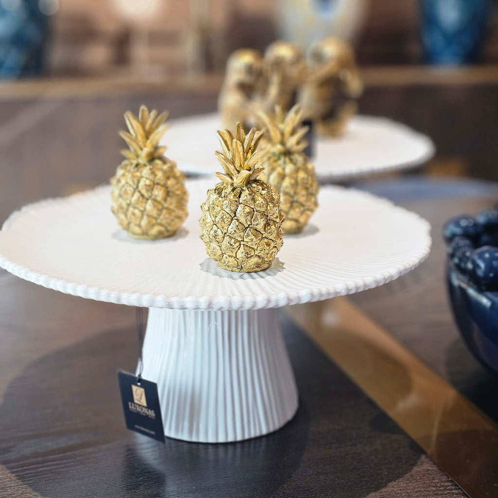 Linear Organic Shaped Ceramic Cake Stand - LUXONAS