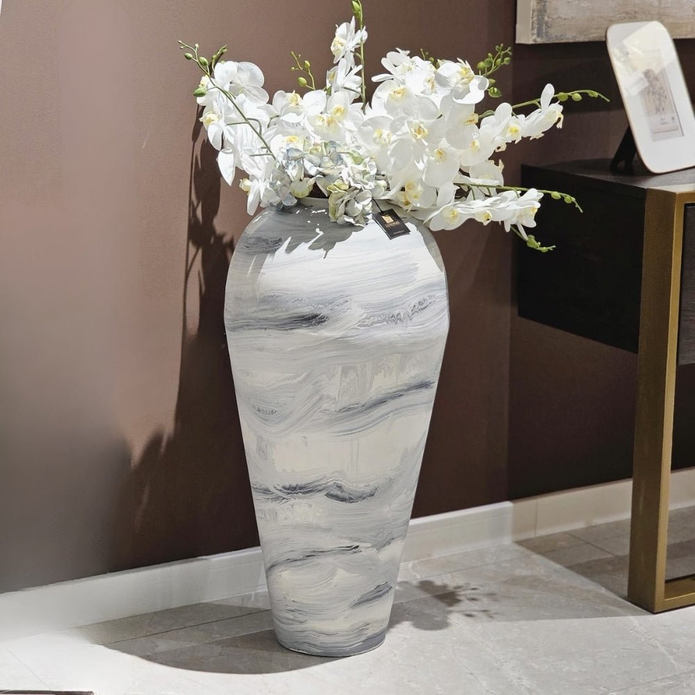 Lined Marbled Tall Vase - LUXONAS HOME