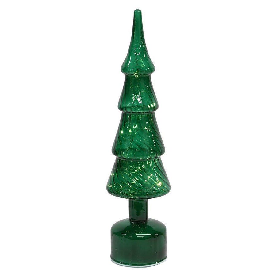 Lit Emerald Rotating Tree - Elegant Home Decor