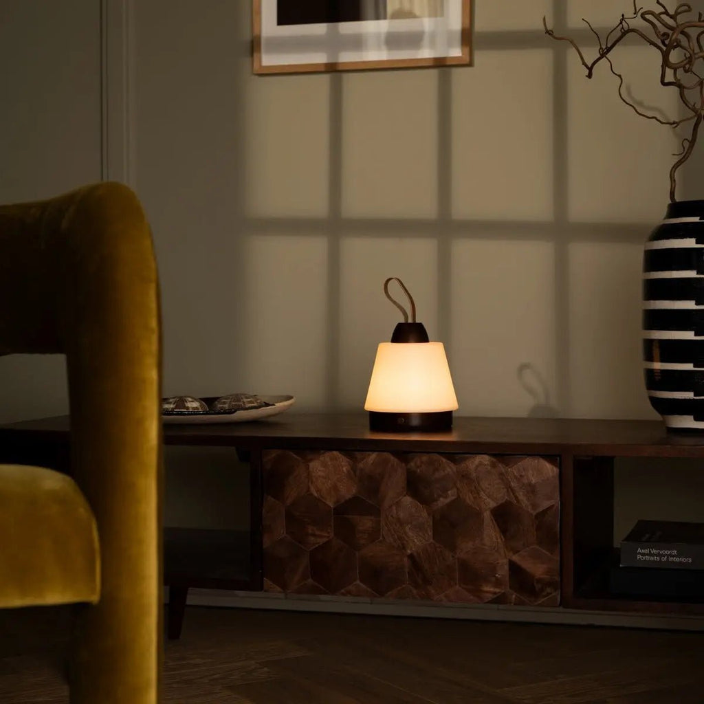 Liv Dark Brown Rechargeable Lamp | Leather Strap, Dimmable & 3 Light Modes - LUXONAS HOME