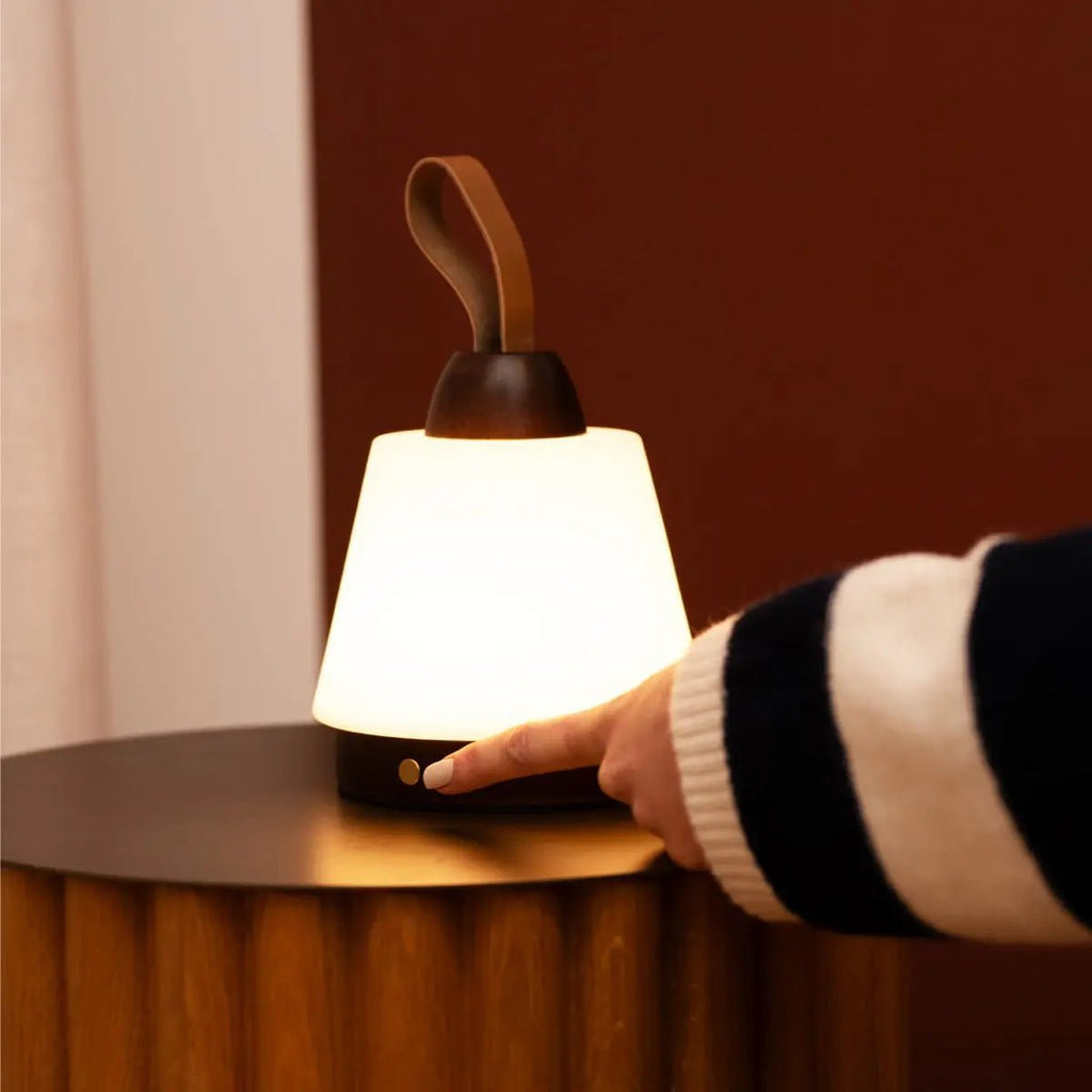 Liv Dark Brown Rechargeable Lamp | Leather Strap, Dimmable & 3 Light Modes - LUXONAS HOME