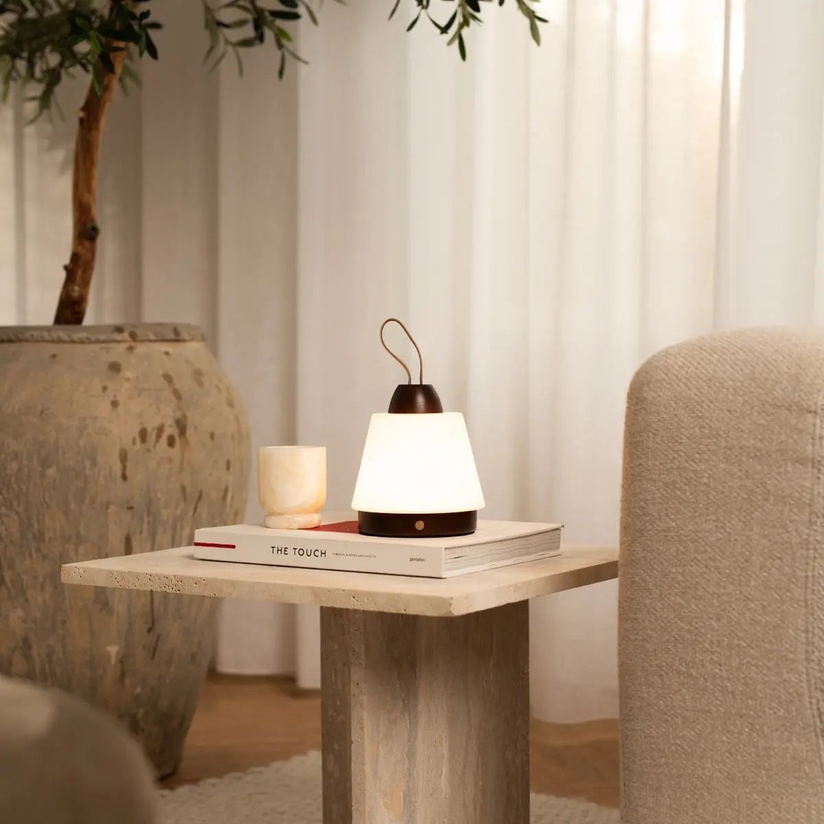 Liv Dark Brown Rechargeable Lamp | Leather Strap, Dimmable & 3 Light Modes - LUXONAS HOME