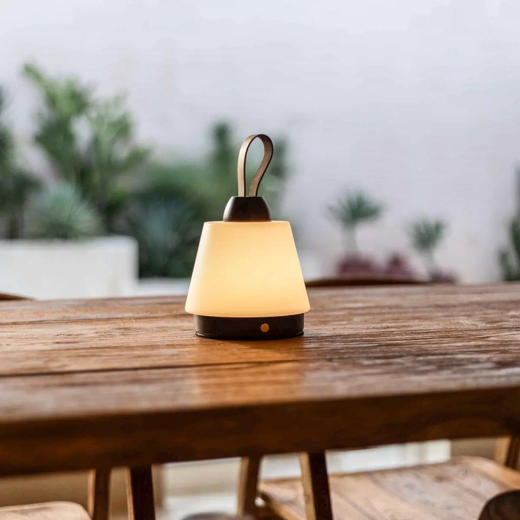 Liv Dark Brown Rechargeable Lamp | Leather Strap, Dimmable & 3 Light Modes - LUXONAS HOME