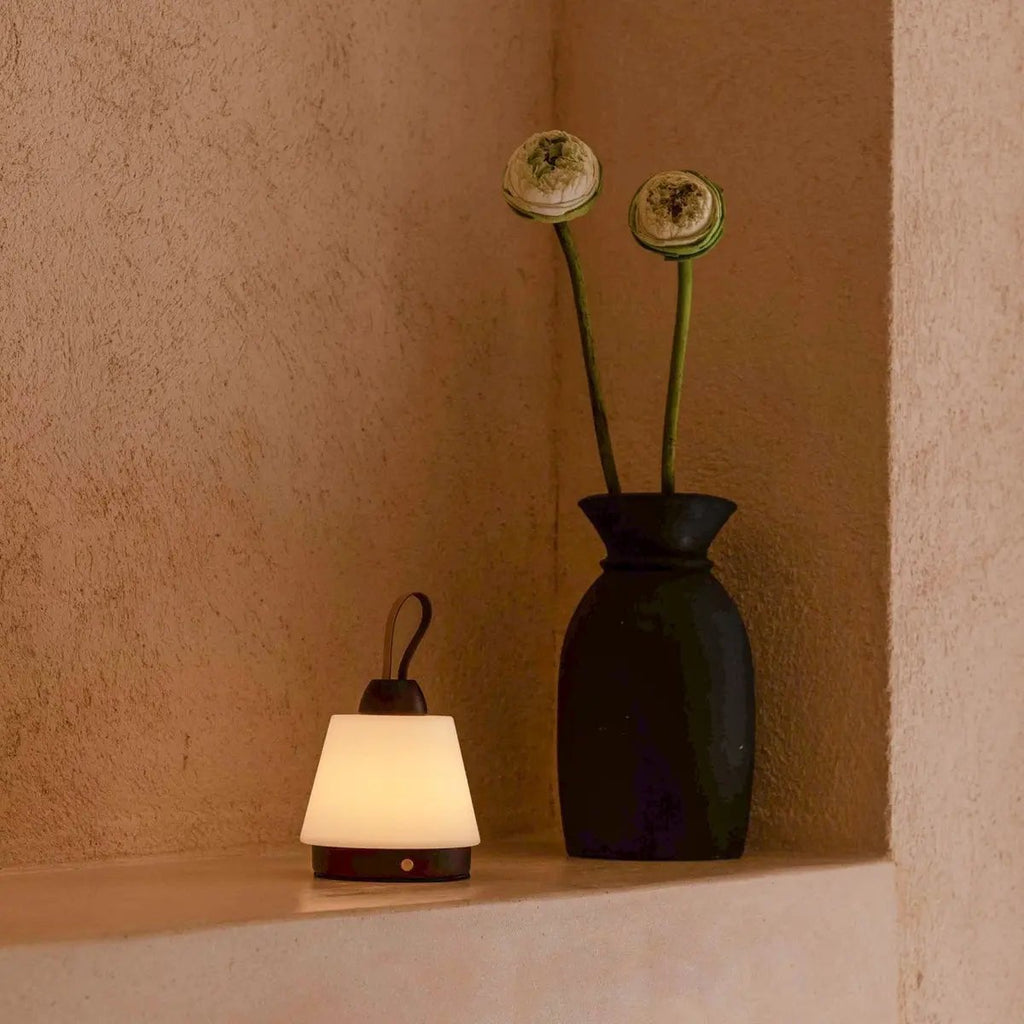 Liv Dark Brown Rechargeable Lamp | Leather Strap, Dimmable & 3 Light Modes - LUXONAS HOME