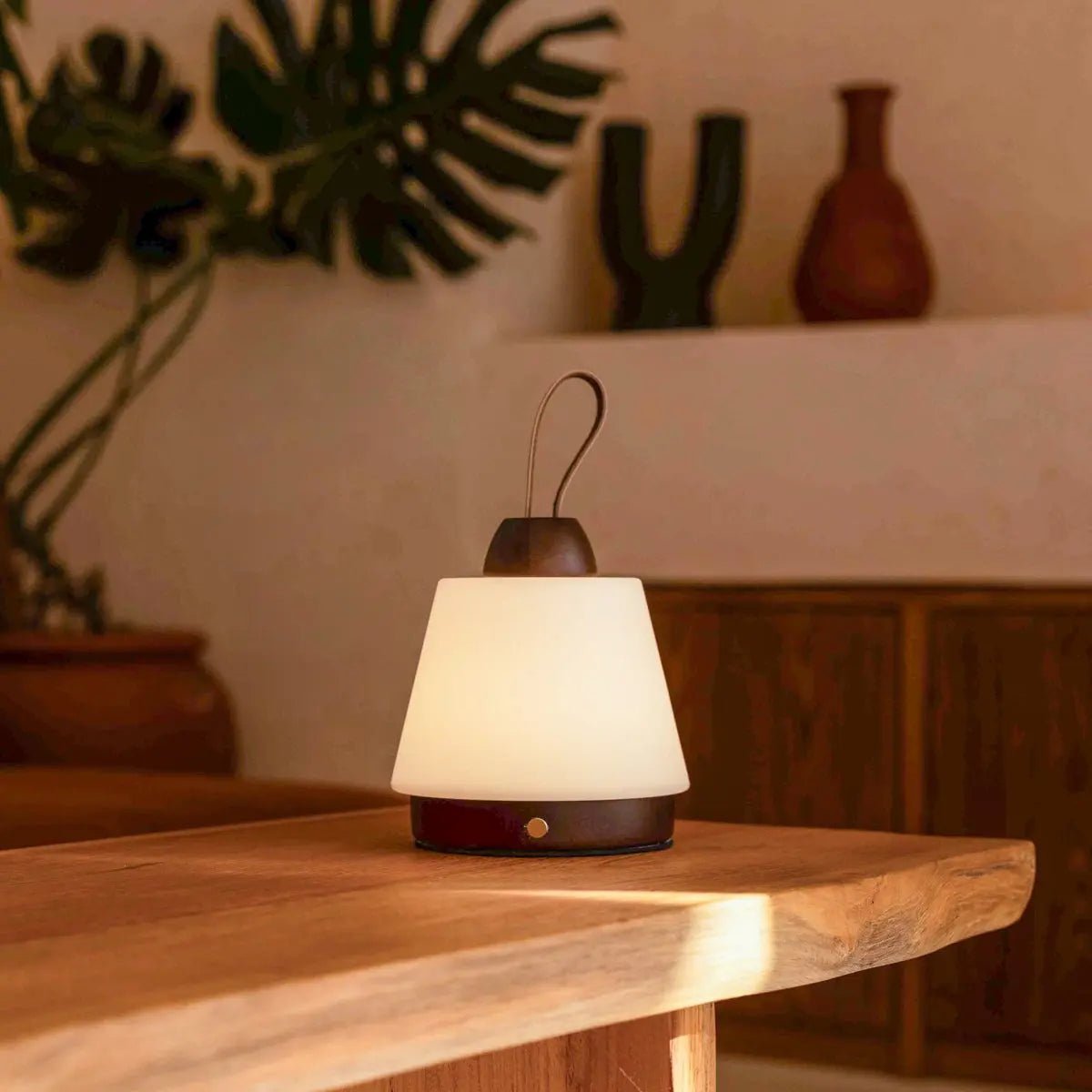 Liv Dark Brown Rechargeable Lamp | Leather Strap, Dimmable & 3 Light Modes - LUXONAS HOME