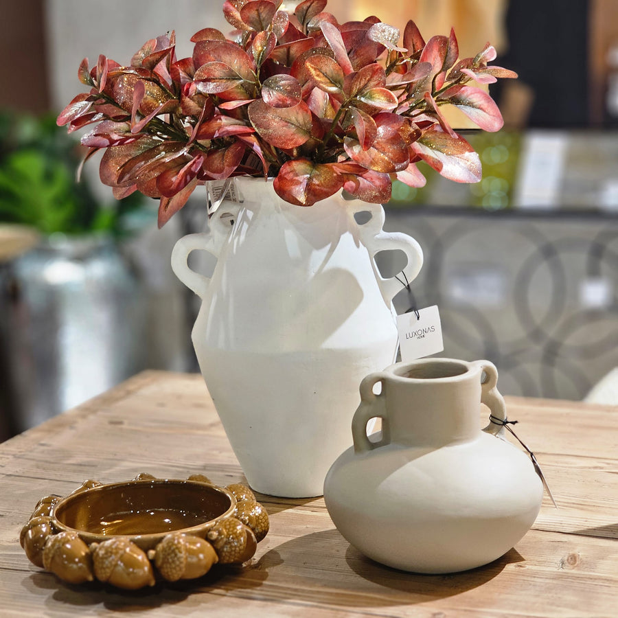 Longa White Terracotta Vase