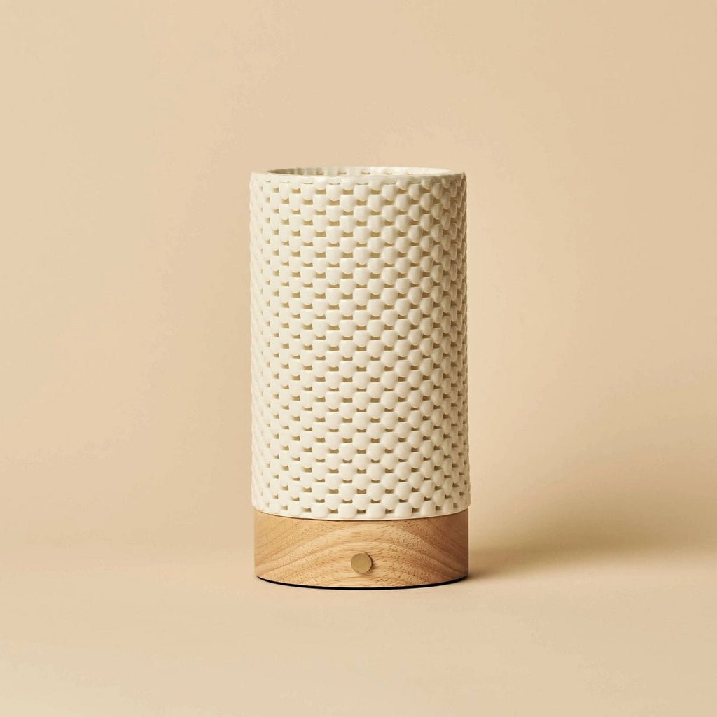 Luna Light Brown Wooden Rechargeable Table Lamp | 3D - Printed Porcelain, Dimmable & Up to 100 Hours of Battery Life - LUXONAS HOME