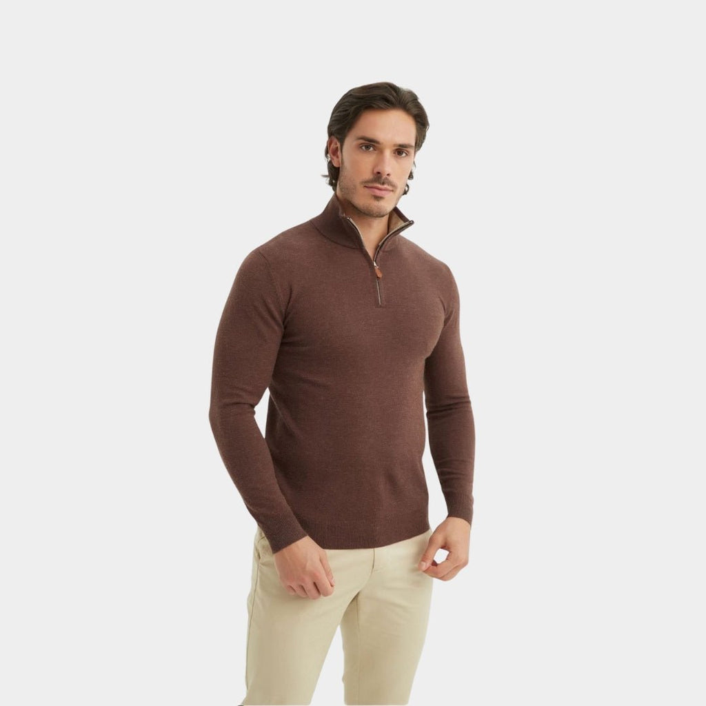 Luxury Zip Neck Sweater - Cashmere Touch - LUXONAS HOME