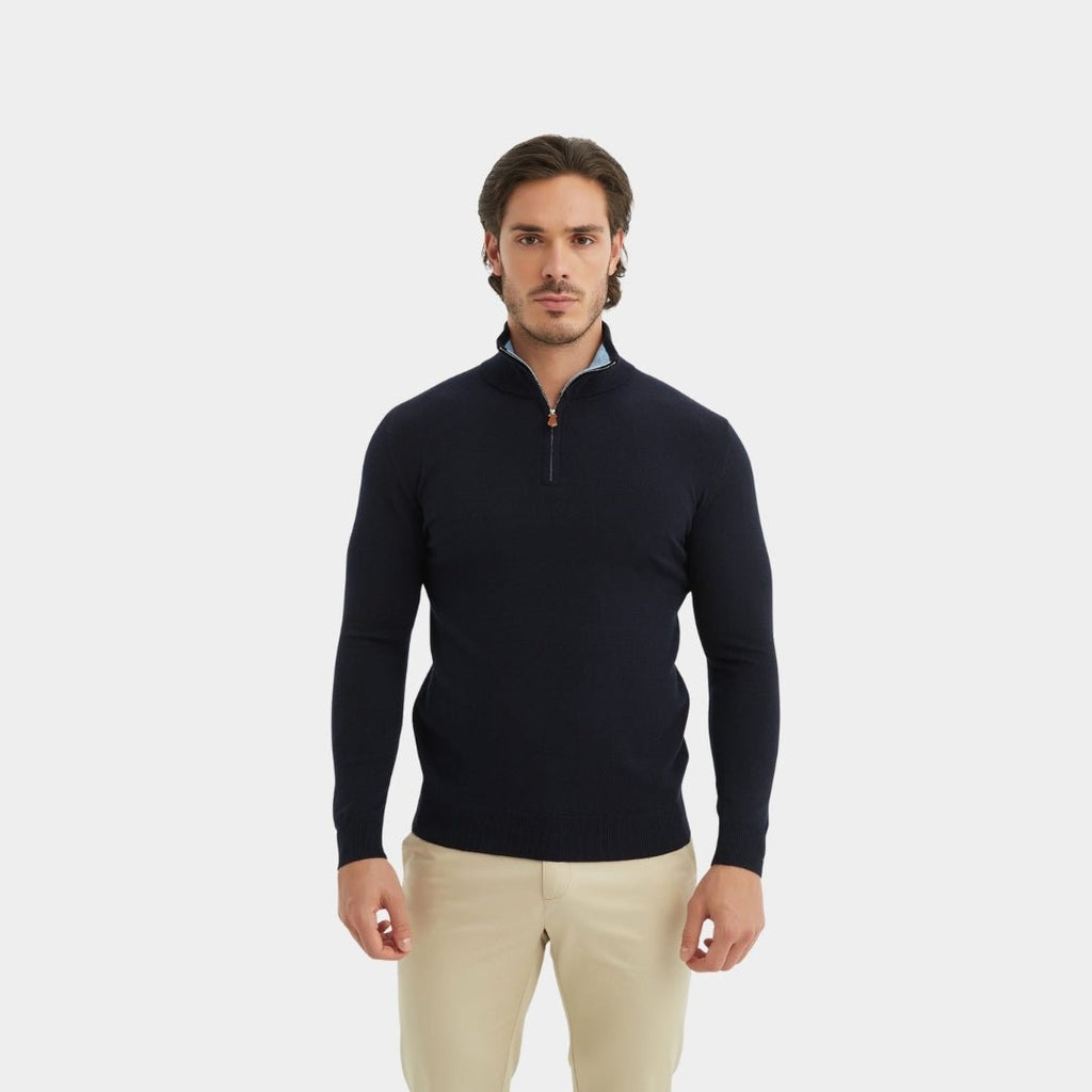 Luxury Zip Neck Sweater - Cashmere Touch - LUXONAS HOME