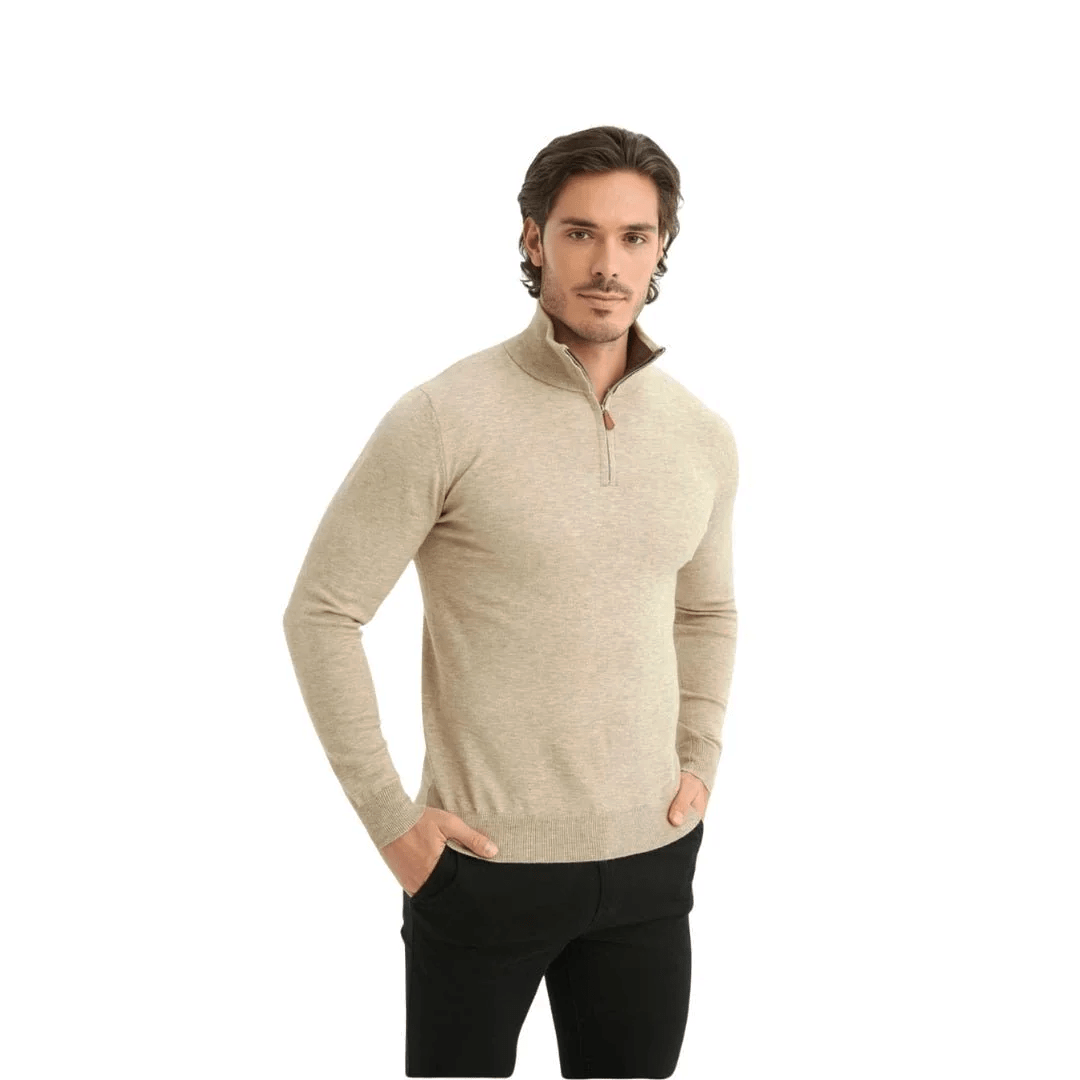 Luxury Zip Neck Sweater - Cashmere Touch