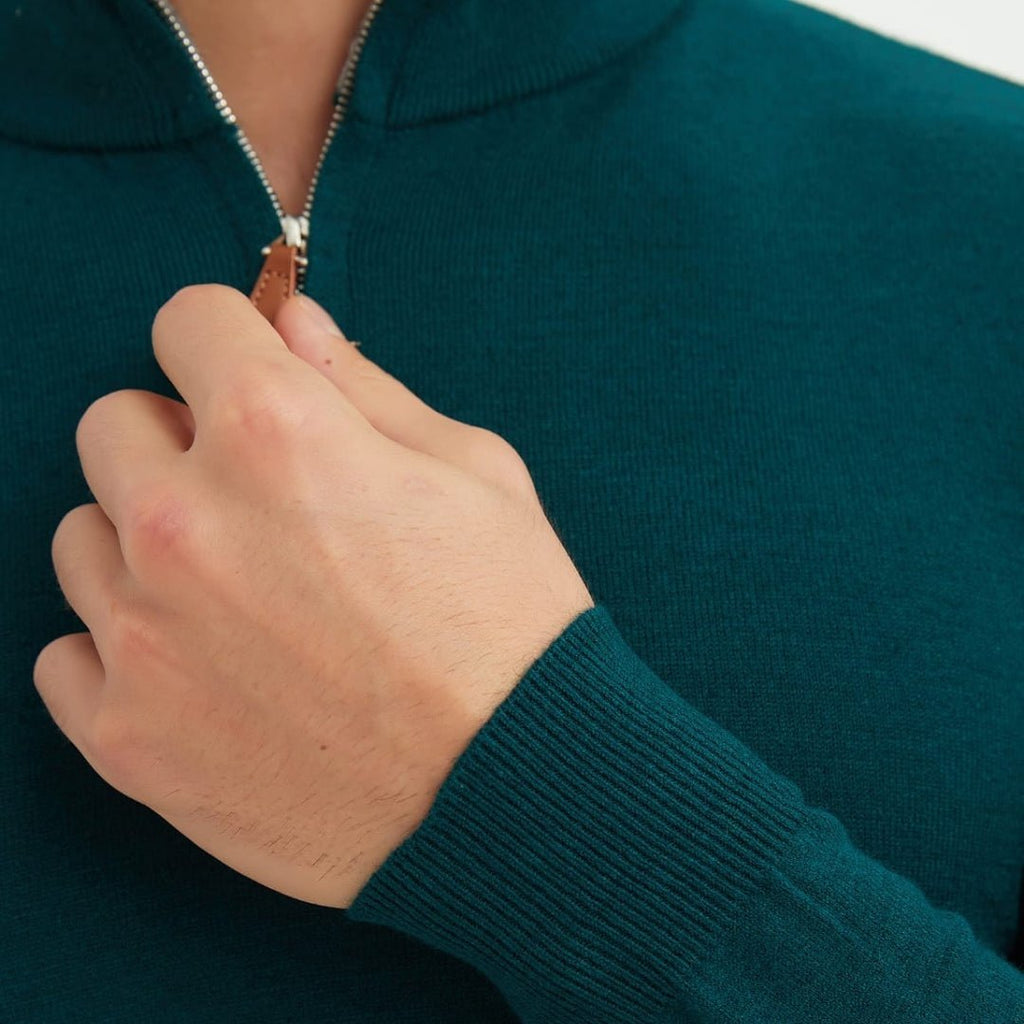 Luxury Zip Neck Sweater - Cashmere Touch - LUXONAS HOME