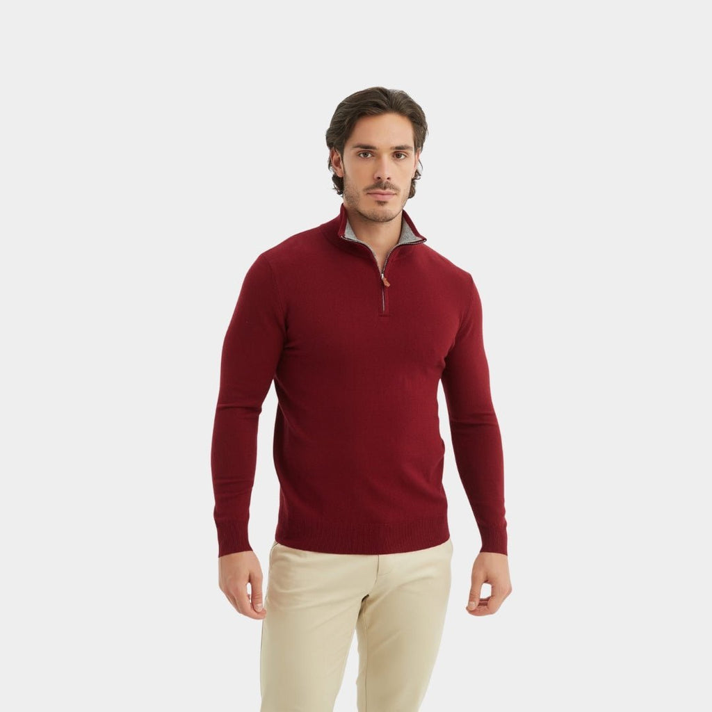 Luxury Zip Neck Sweater - Cashmere Touch - LUXONAS HOME