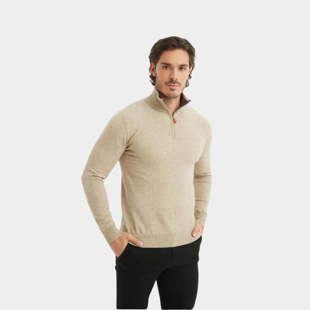 Luxury Zip Neck Sweater - Cashmere Touch
