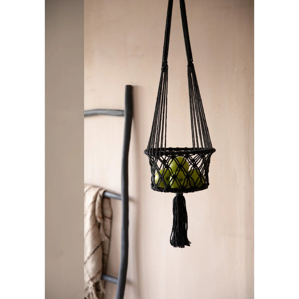 Macrame Plant Holder - Black - S - LUXONAS HOME
