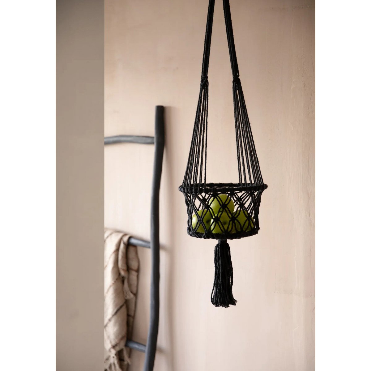 Macrame Plant Holder - Black - S - LUXONAS HOME