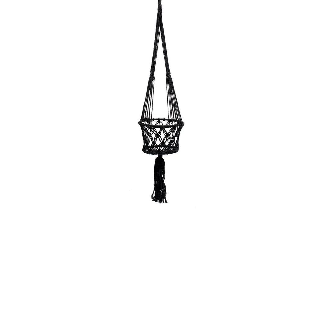 Macrame Plant Holder - Black - S - LUXONAS HOME