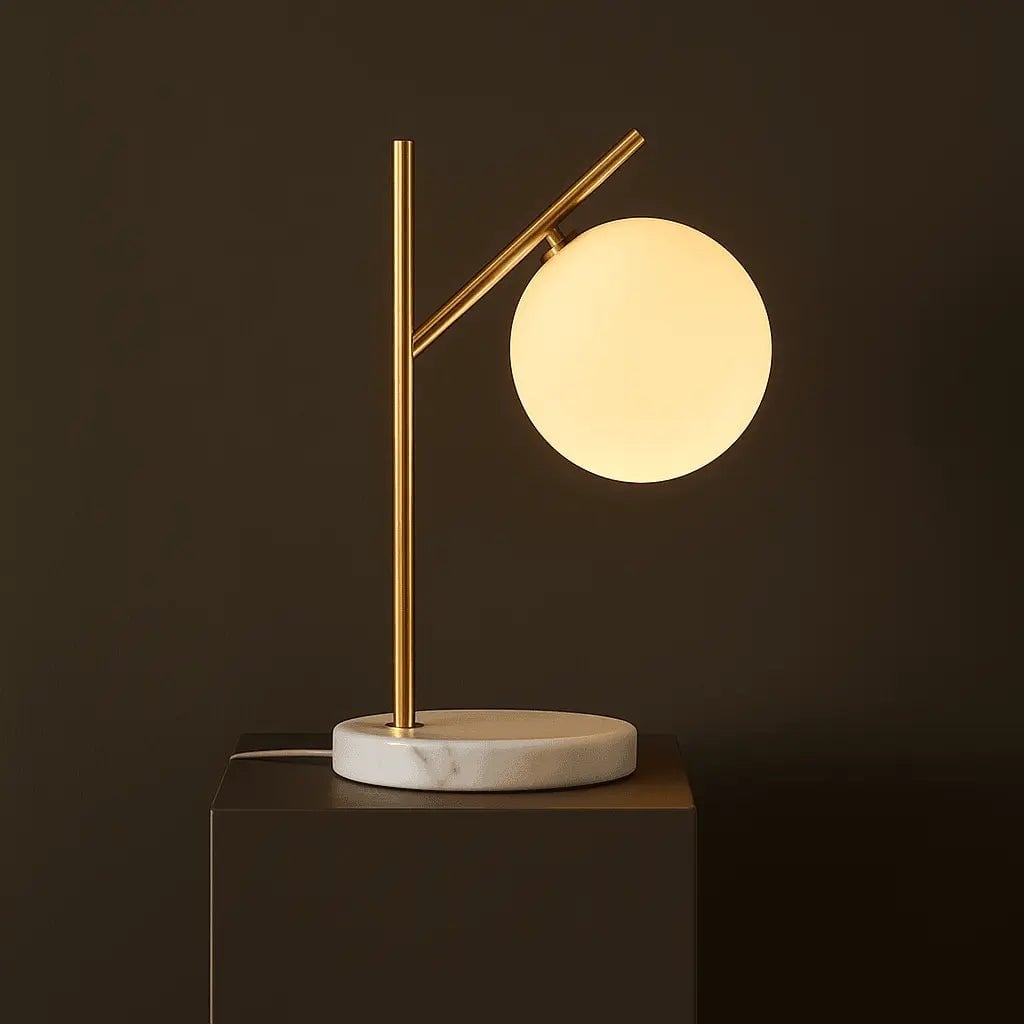 Madison Marble Lamp | Frosted Glass Bulb & Corded Lamp - LUXONAS HOME