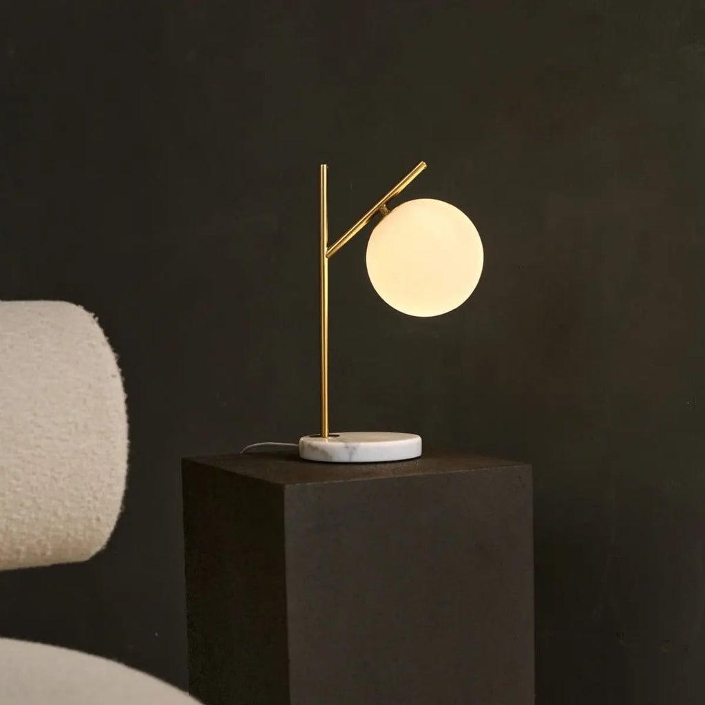 Madison Marble Lamp | Frosted Glass Bulb & Corded Lamp - LUXONAS HOME