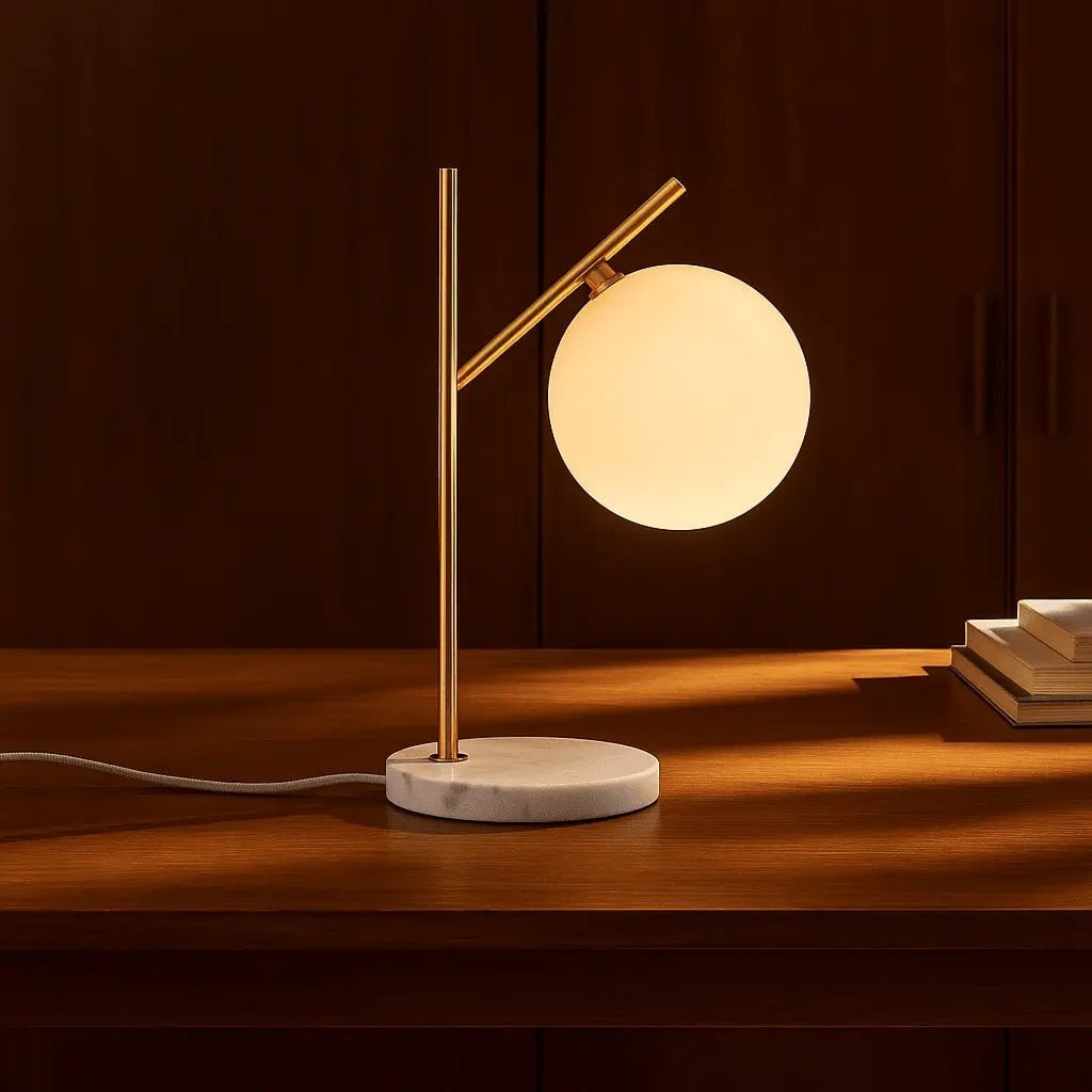 Madison Marble Lamp | Frosted Glass Bulb & Corded Lamp - LUXONAS HOME