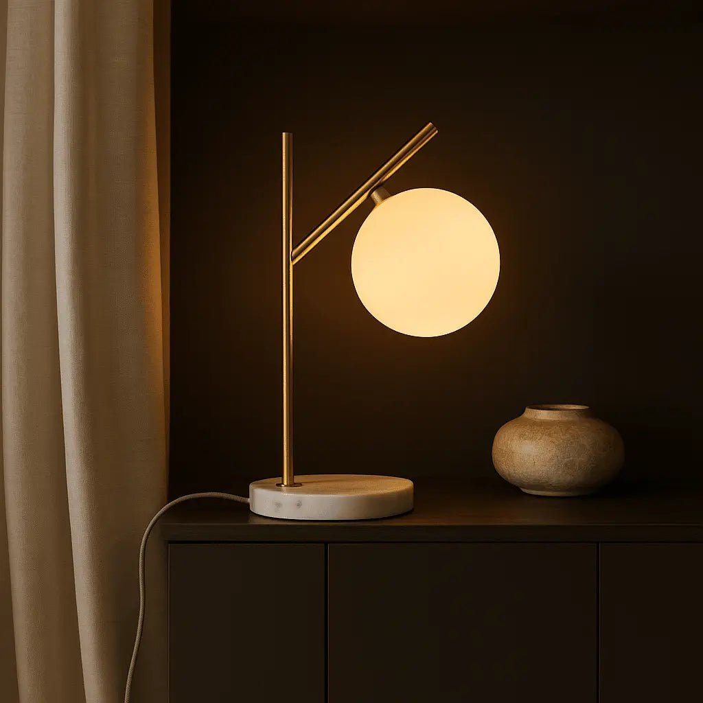 Madison Marble Lamp | Frosted Glass Bulb & Corded Lamp - LUXONAS HOME