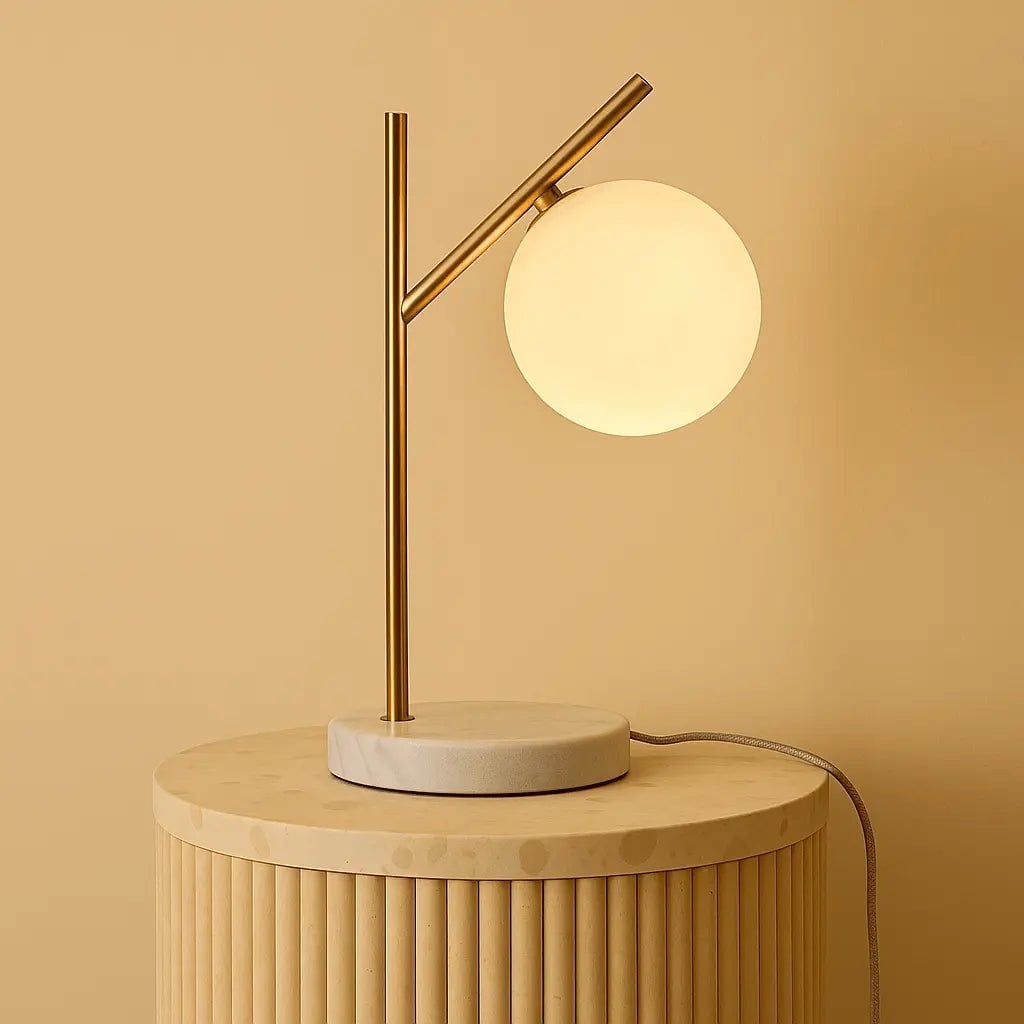 Madison Marble Lamp | Frosted Glass Bulb & Corded Lamp - LUXONAS HOME