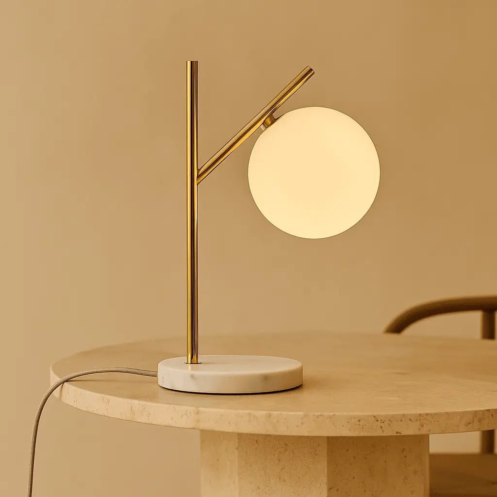 Madison Marble Lamp | Frosted Glass Bulb & Corded Lamp - LUXONAS HOME