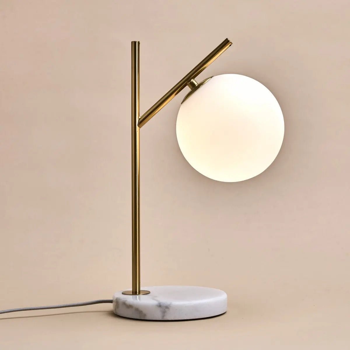 Madison Marble Lamp | Frosted Glass Bulb & Corded Lamp - LUXONAS HOME