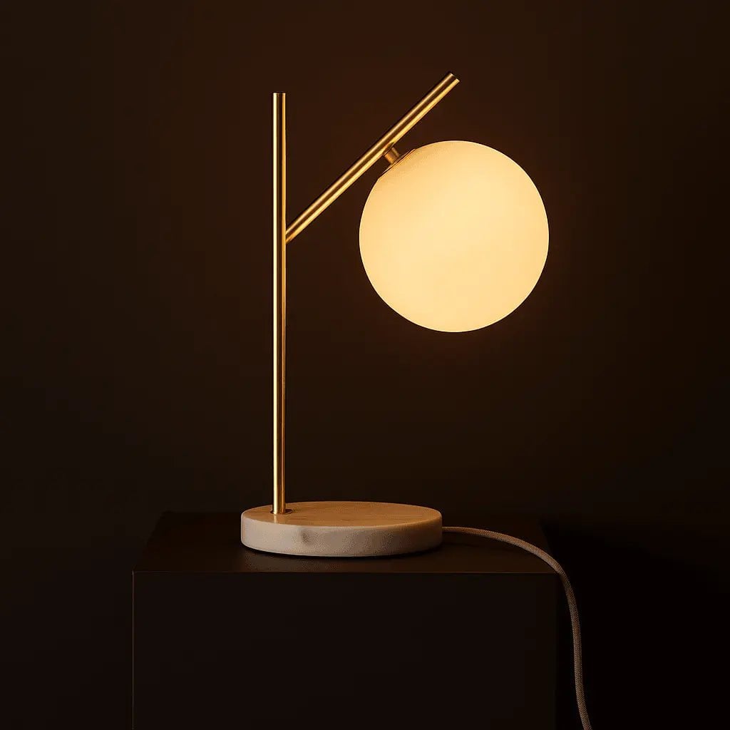 Madison Marble Lamp | Frosted Glass Bulb & Corded Lamp - LUXONAS HOME