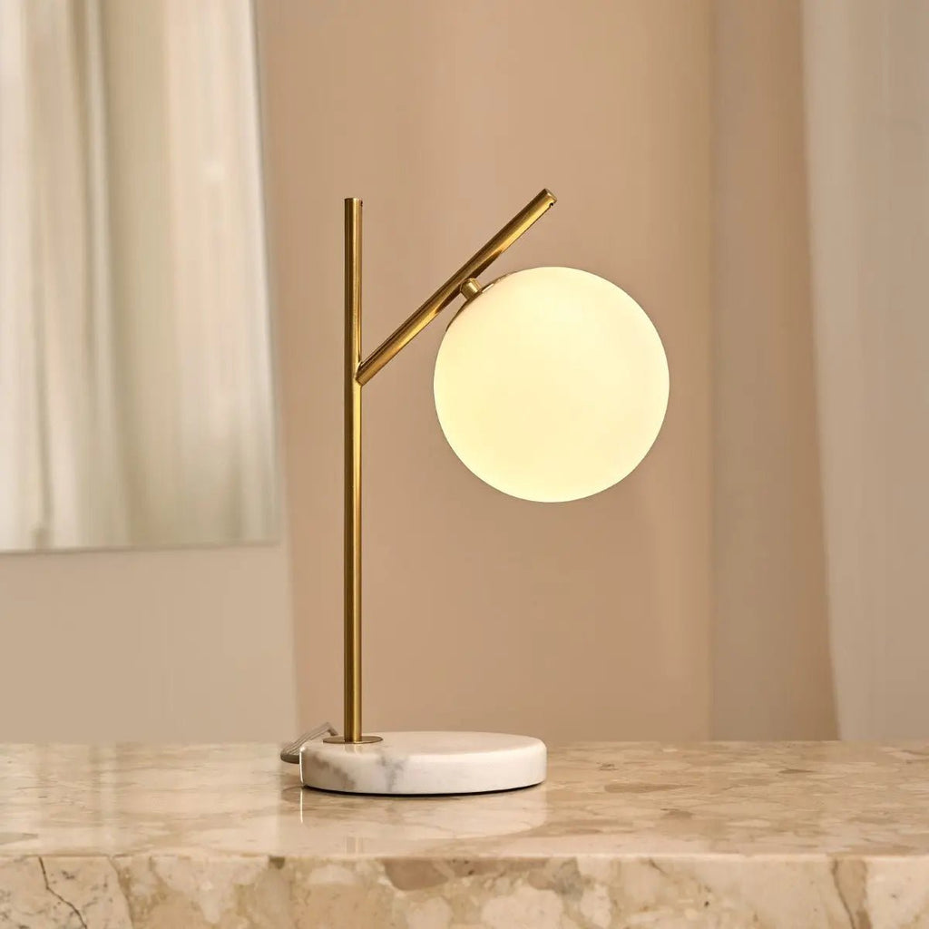 Madison Marble Lamp | Frosted Glass Bulb & Corded Lamp - LUXONAS HOME