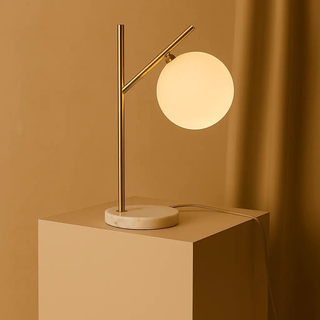 Madison Marble Lamp | Frosted Glass Bulb & Corded Lamp - LUXONAS HOME