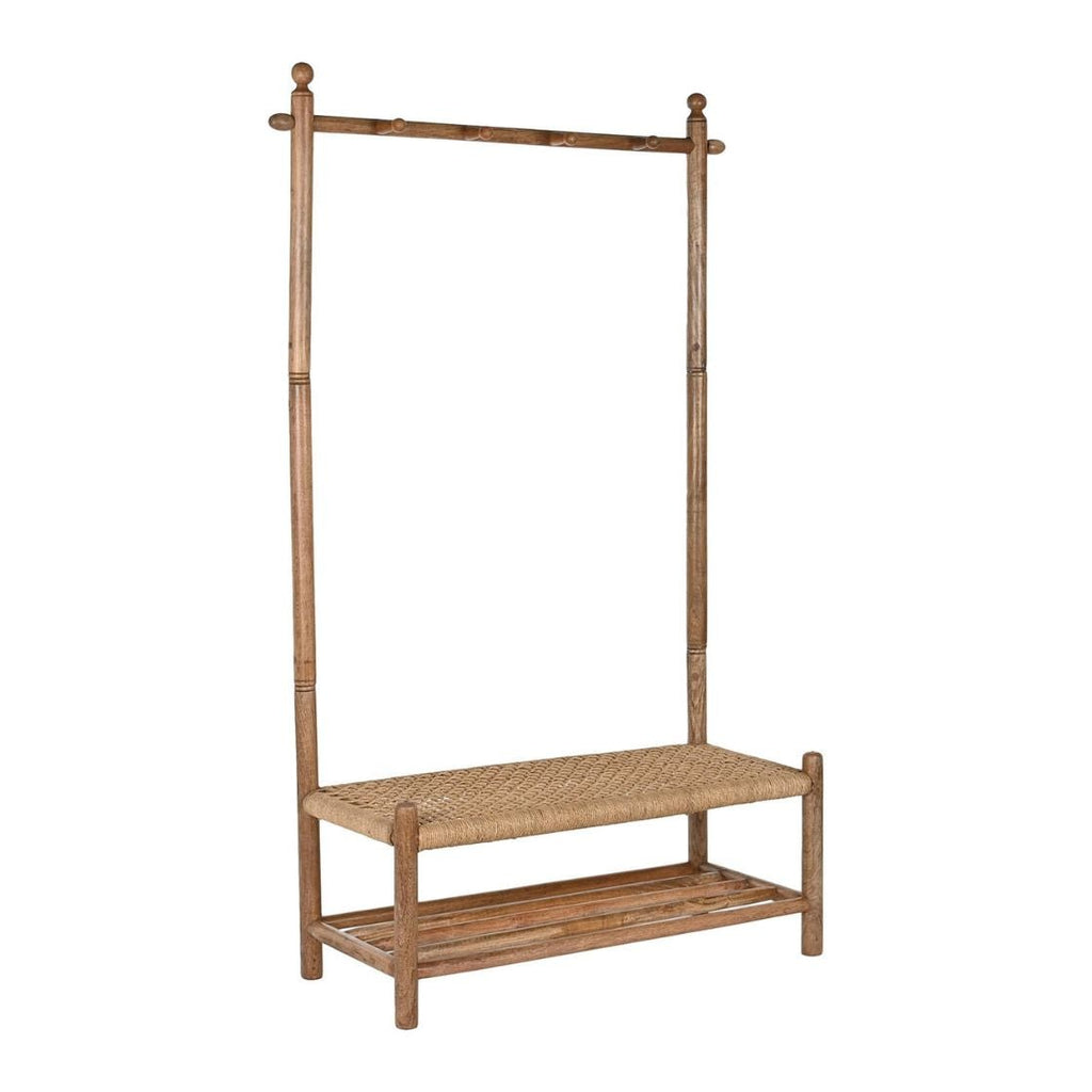 Mango Wood Coat Hanger Shelf - Elegant Storage Solution