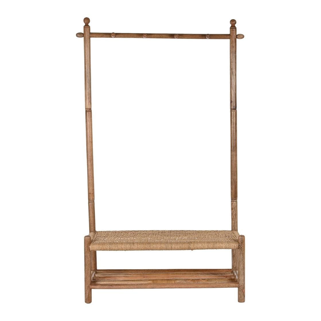 Mango Wood Coat Hanger Shelf - LUXONAS