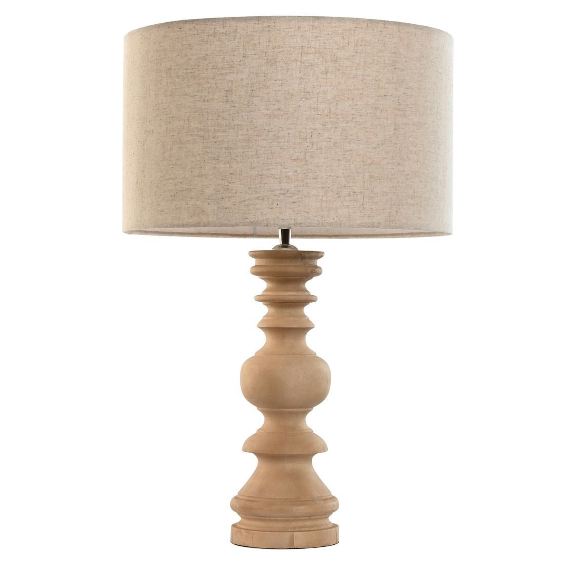 Mango Wooden Base Table Lamp with Cotton Shade
